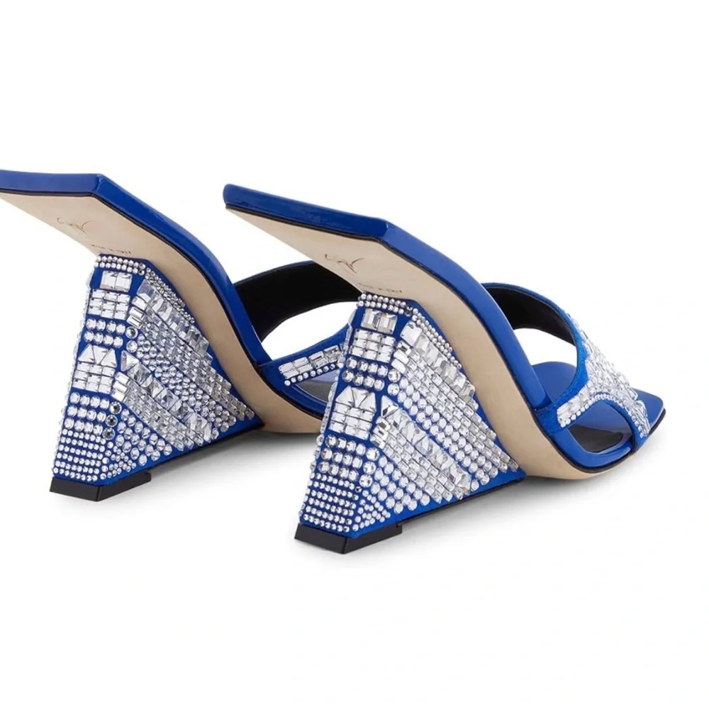 Giuseppe Zanotti Blue and Silver Embellished Heels summer is near, large size - Picture 3 of 7